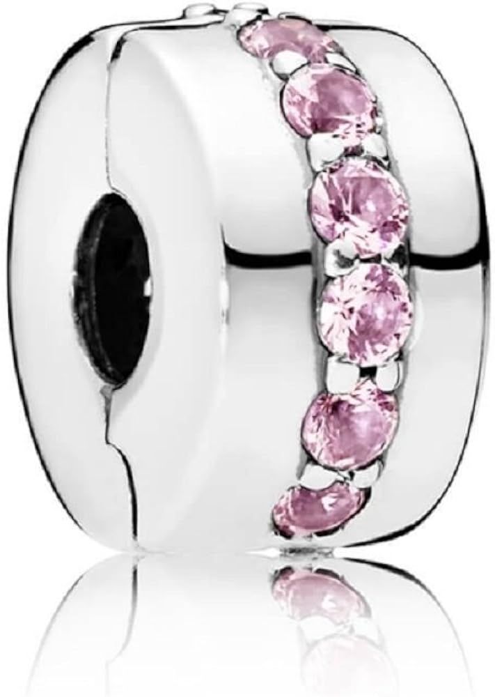 PANDORA - Shining Path, Pink CZ Silver clip with pink CZ