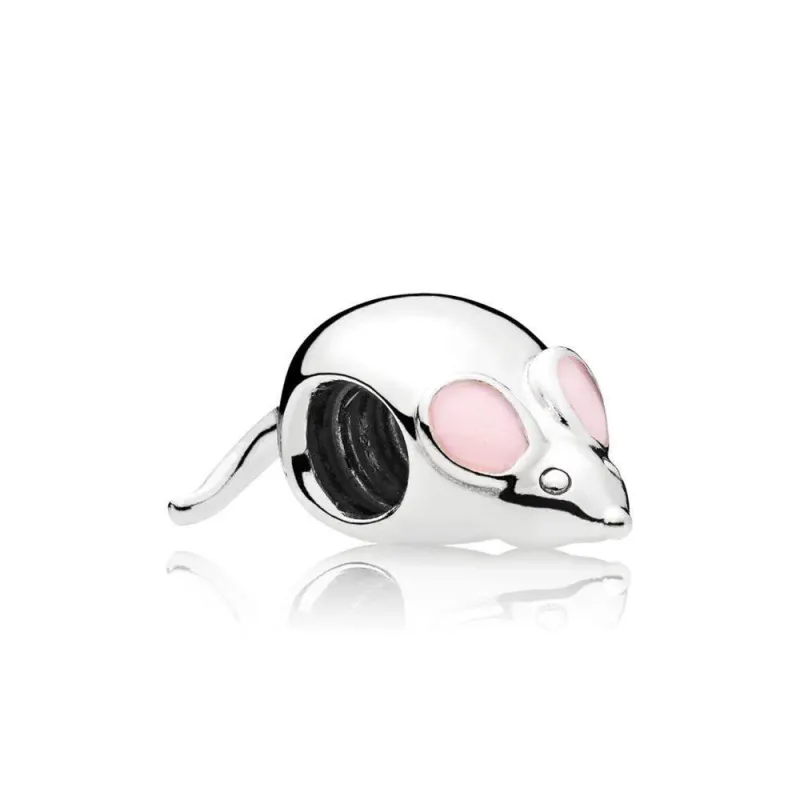 PANDORA - Mouse charm in SS with transparent pale pink enamel