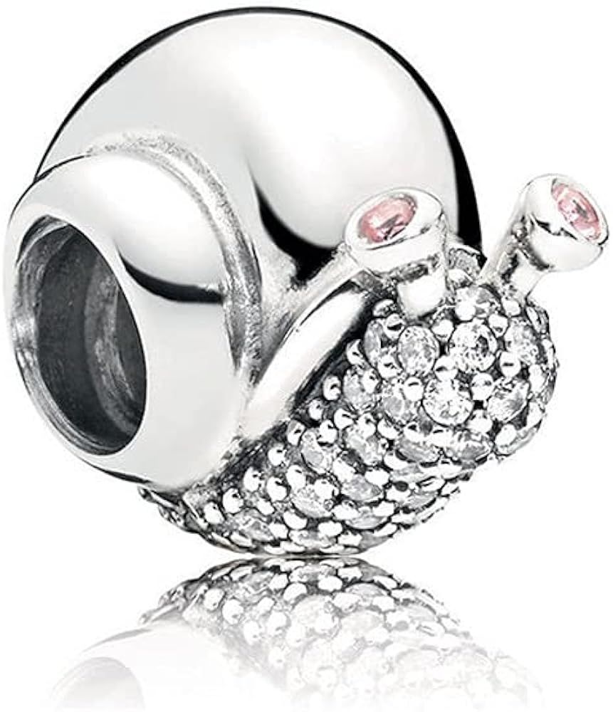PANDORA - Snail charm in SS with 58 bead-set clear CZ and 2 bezel-set orchid pink crystals