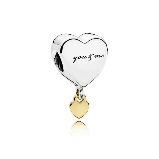 PANDORA - Heart silver charm with 14k