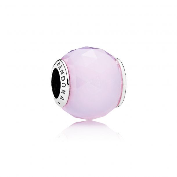 PANDORA - Charm Geometric Facets with Faceted Opalescent Pink Crystal