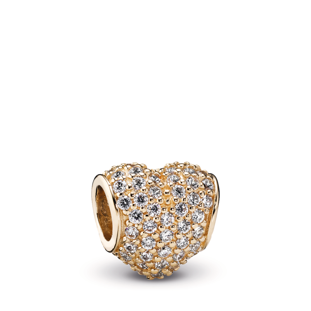 PANDORA -  14K yellow gold Pave Heart, Clear CZ