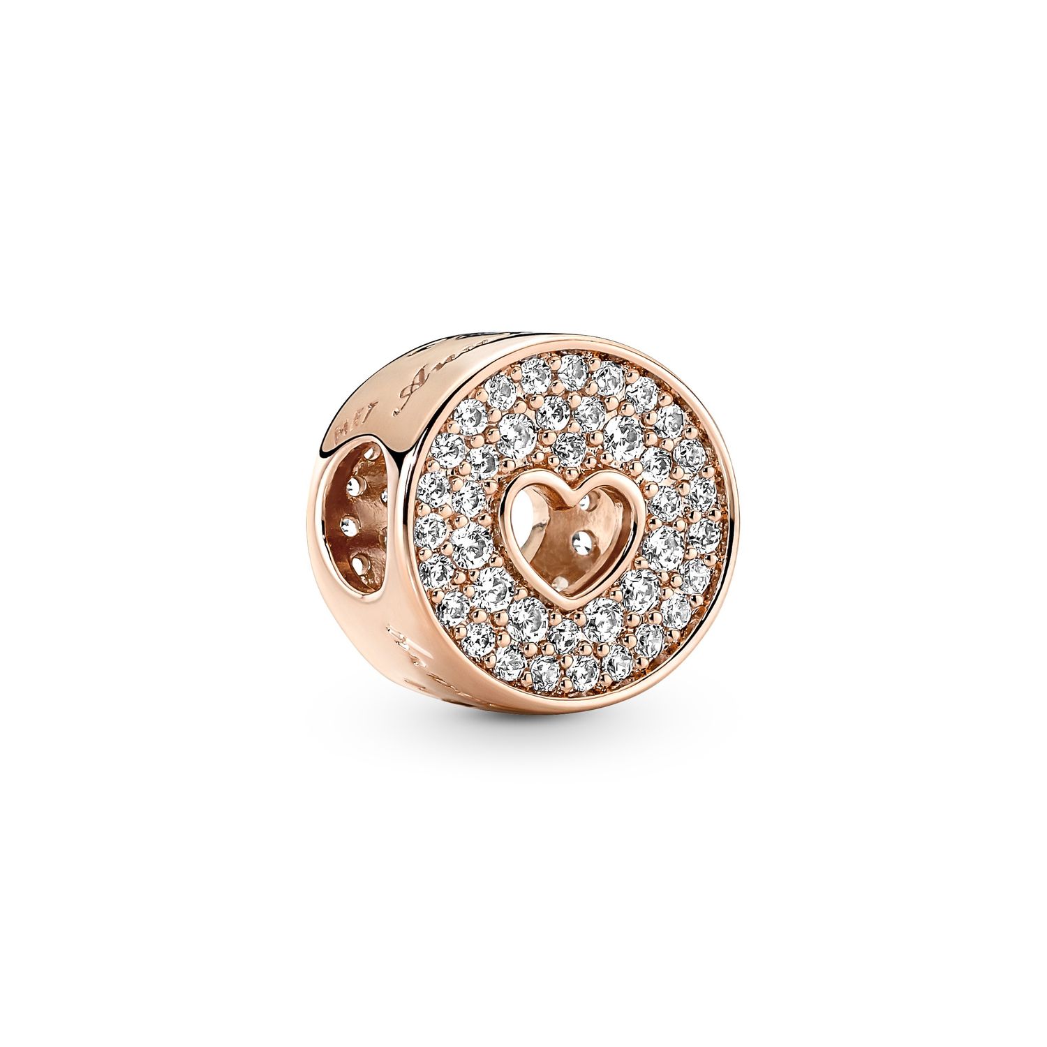 PANDORA - Heart clip in 14k gold with 104 bead-set clear CZ