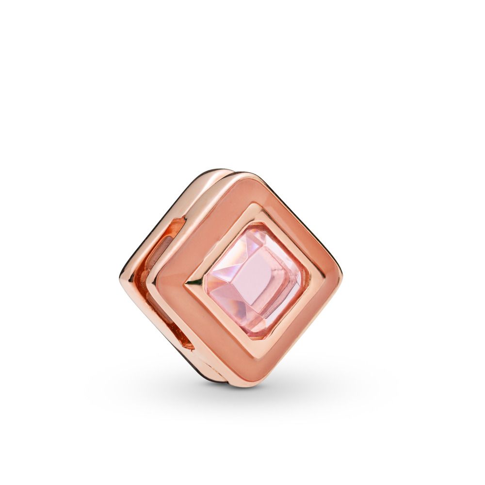 PANDORA - Pandora Reflections square clip charm in Pandora Rose