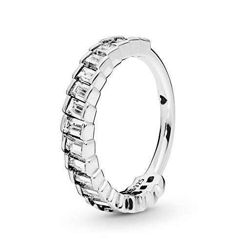 PANDORA - Ice cube ring in sterling silver with 19 bar-set baguette-cut clear CZ