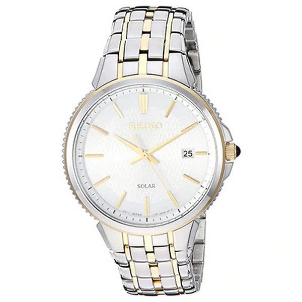 Seiko Solar Silver Dial Two-Tone Men's Watch SNE508