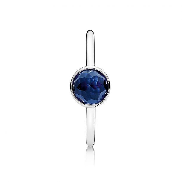 PANDORA - Ring September Droplet with Flower Dome-Cut Birthstone Synthetic Sapphire