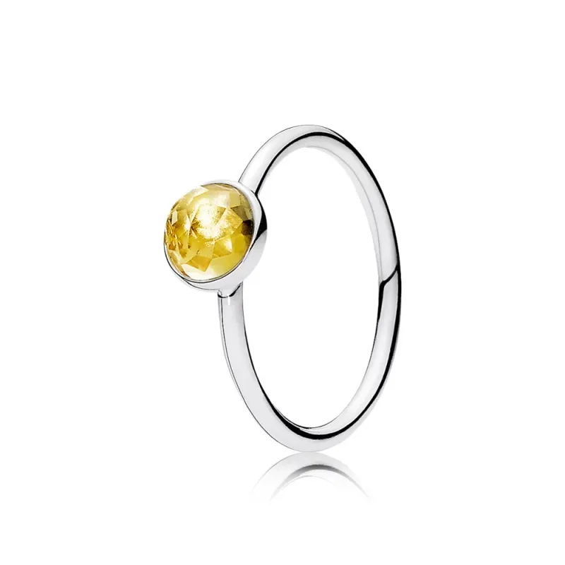 PANDORA - Ring November Droplet with Flower Dome-Cut Birthstone Citrine