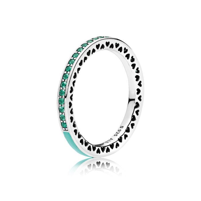 PANDORA - Radiant Hearts of PANDORA, Bright Mint Enamel & Royal Green Crystals