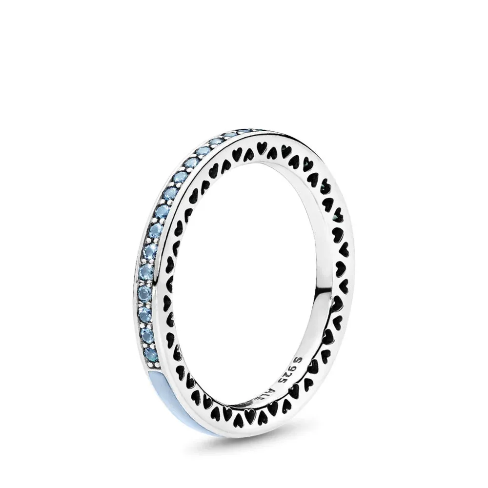 PANDORA - Radiant Hearts of PANDORA, Air Blue Enamel & Sky Blue Synthetic Spinel