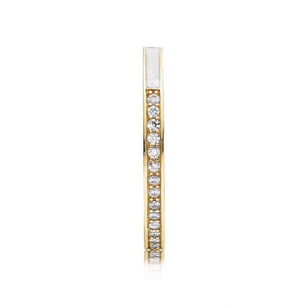 PANDORA - Ring Radiant Hearts of PANDORA In 14K Gold with Shimmering Silver Enamel and Clear CZ