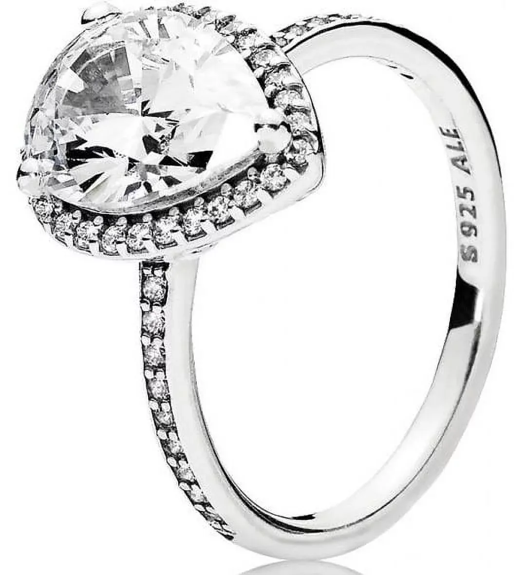 PANDORA - Ring in sterling silver with claw-set pear-cut clear CZ