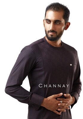 Centered Box Pleat Burgundy Kaftan