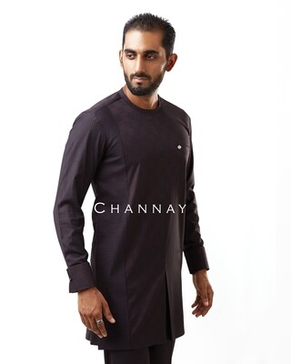 Centered Box Pleat Burgundy Kaftan