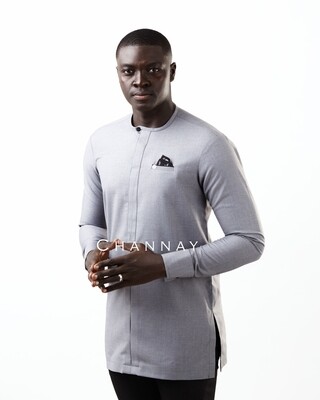 Grey kaftan with matched black pants