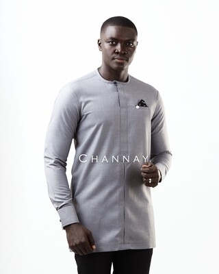 Grey kaftan with matched black pants
