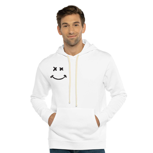White Hoodie -Black Smiley