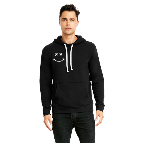 Black Hoodie -White Smiley