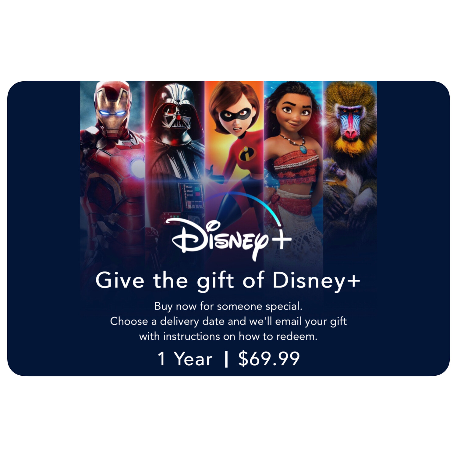 Disney Plus US 1 Year Subscription Gift Card $69.99