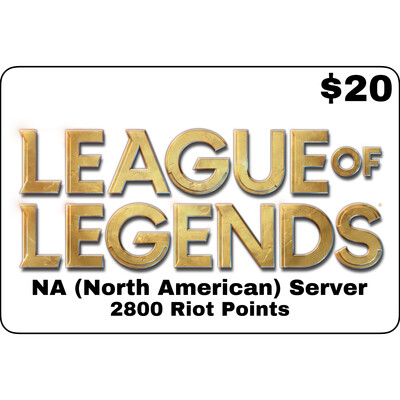 League of Legends USD $20 NA Server 2800 Riot Points 