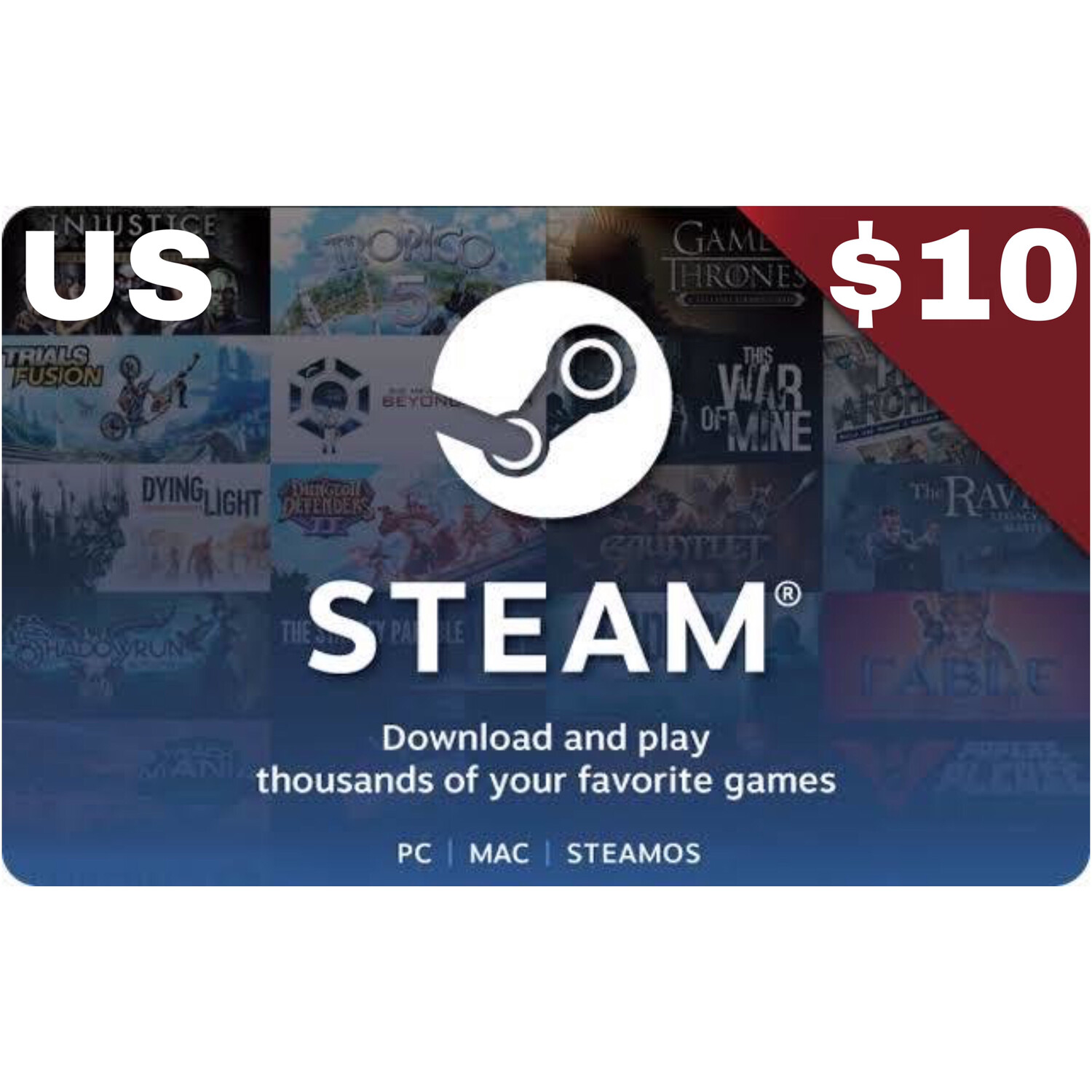 Steam Wallet Code USD $10 US Region Locked