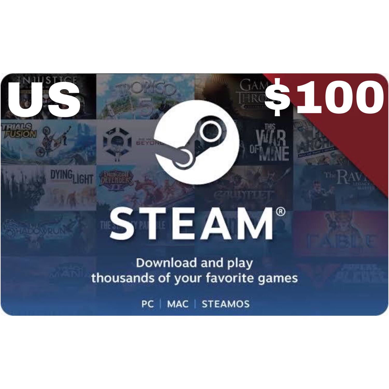 Steam Wallet Code US USD $100