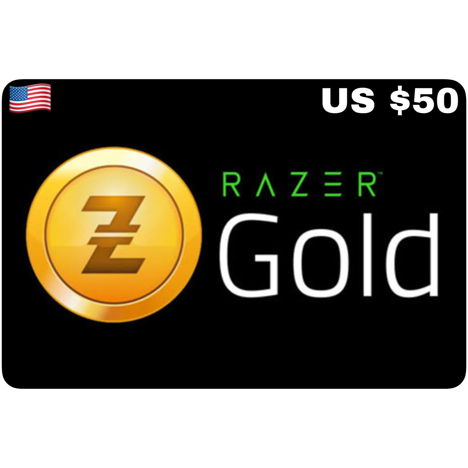 Razer Gold Pin US USD $50 With Serial Number