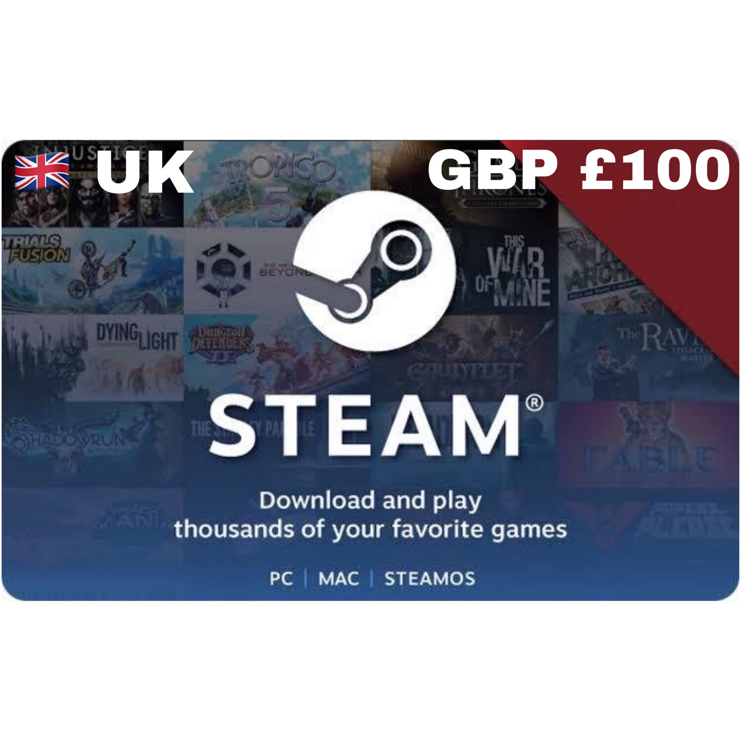 Steam Wallet Code UK GBP £100