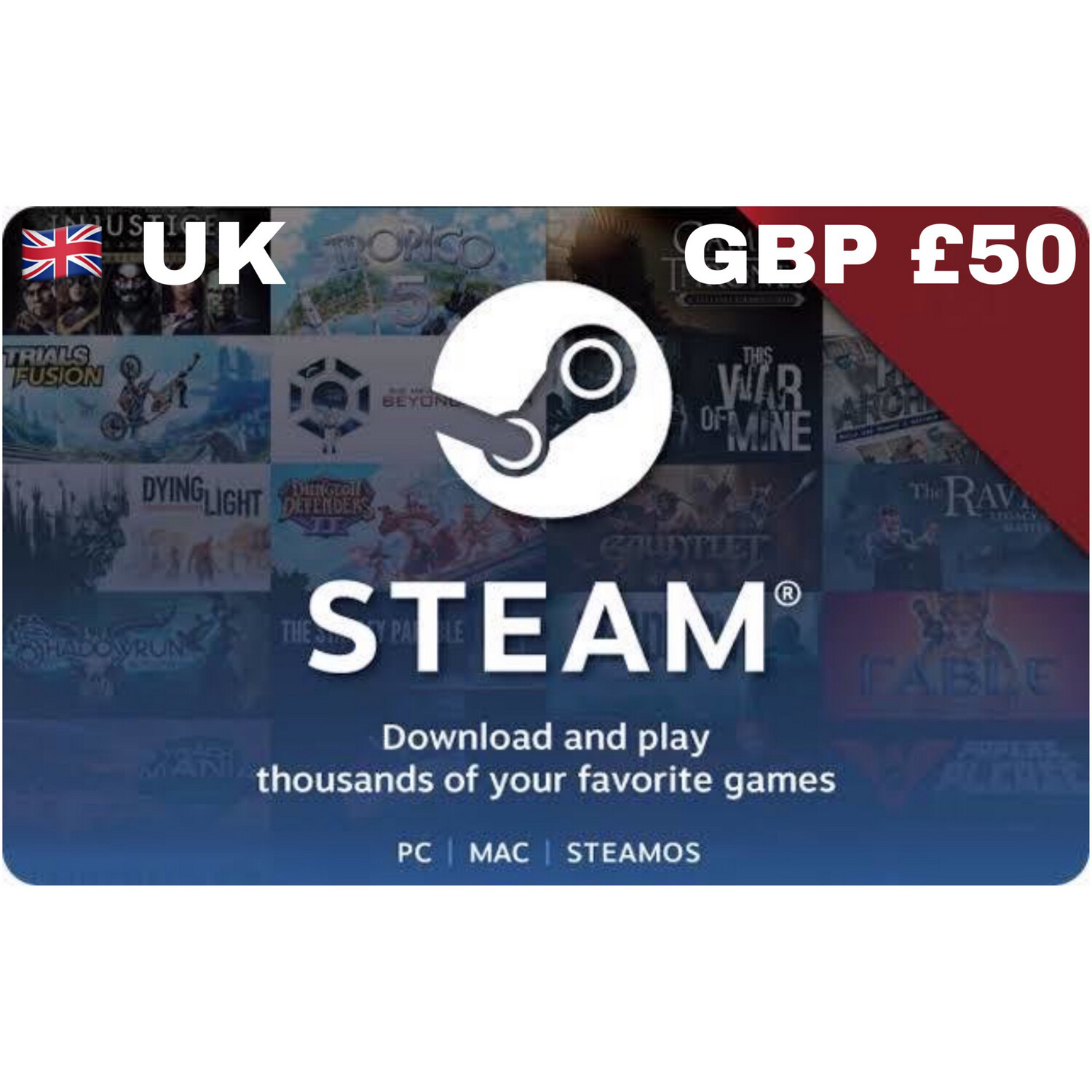 Steam Wallet Code UK GBP £50
