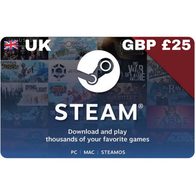 Steam Wallet Code UK GBP £25