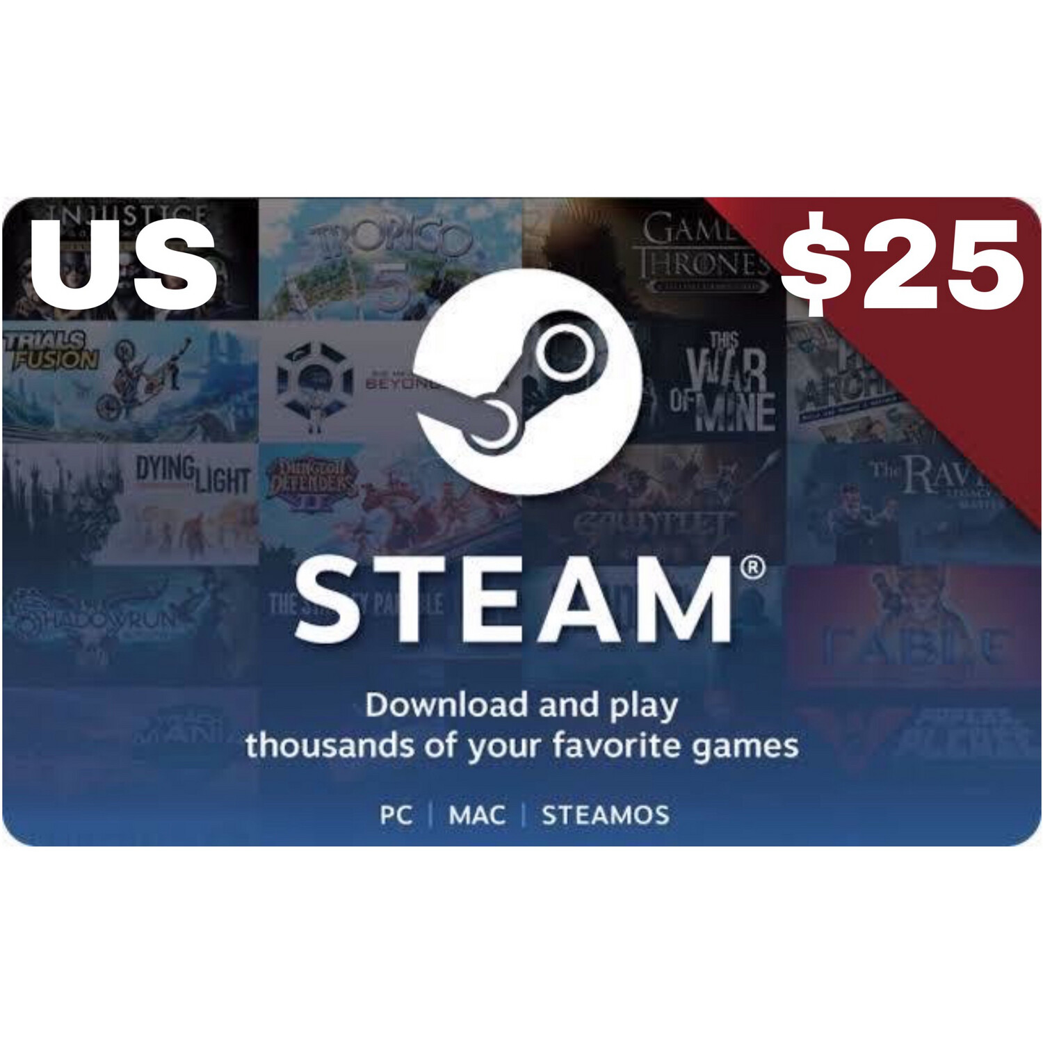 Steam Wallet Code US USD $25