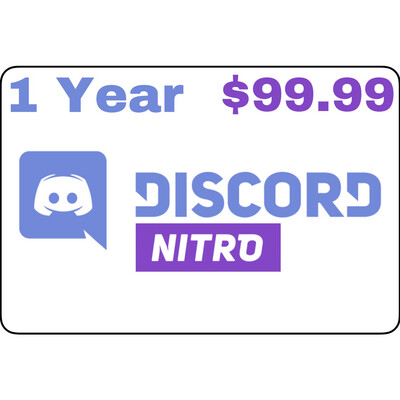 Discord Nitro 1 Year $99.99