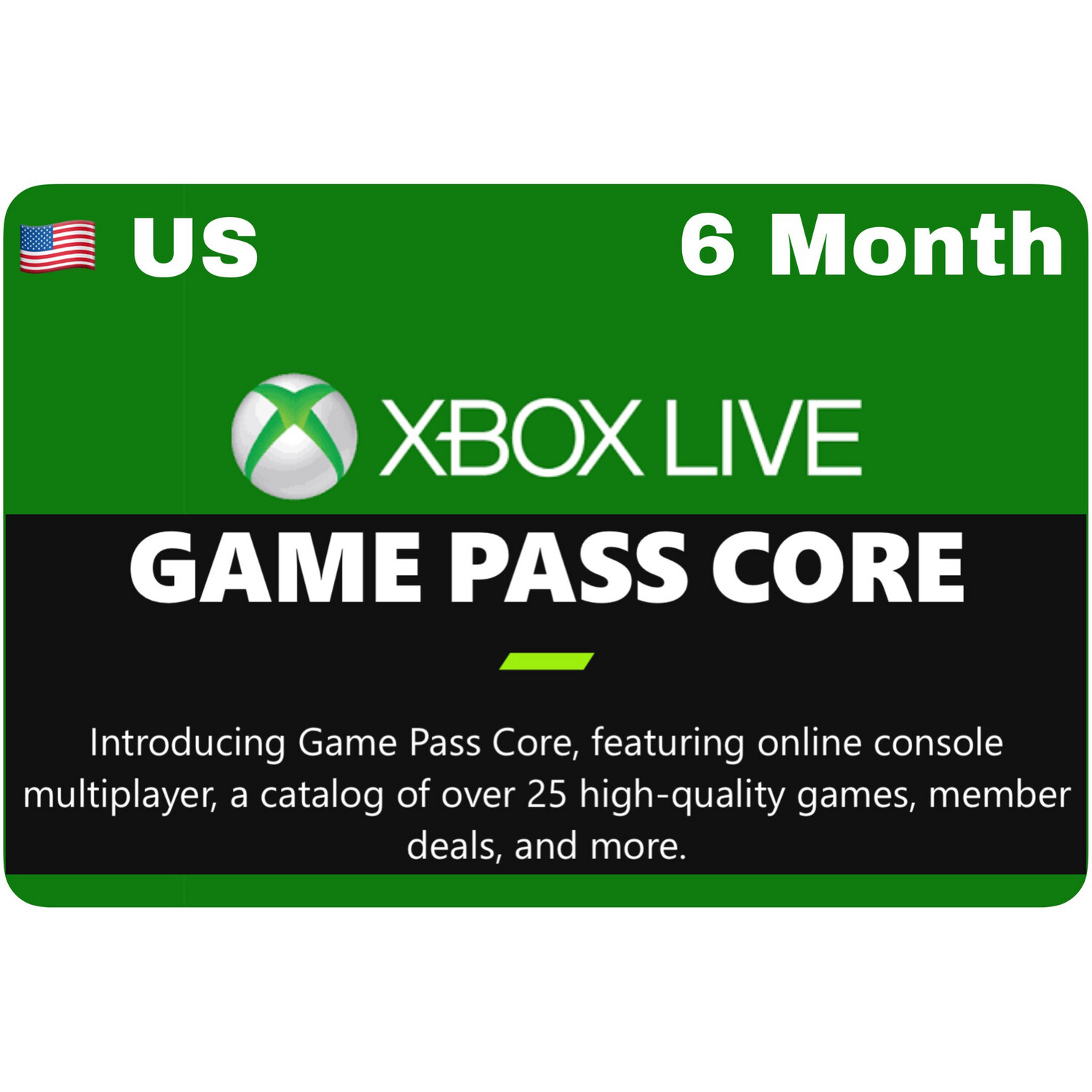 Xbox Live Gold 6 Month US Xbox Game Pass Core