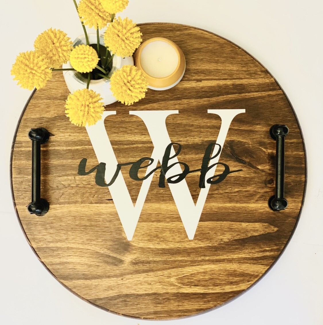 Monogrammed Round Tray, 18&quot;