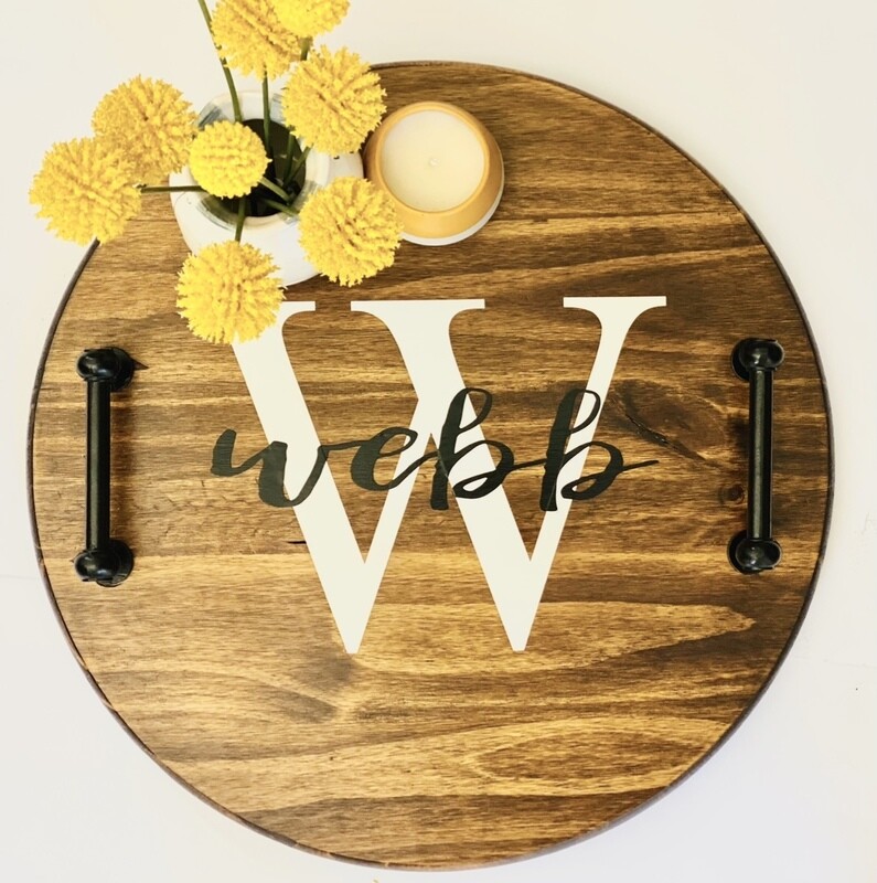 Monogrammed Round Tray, 18&quot;