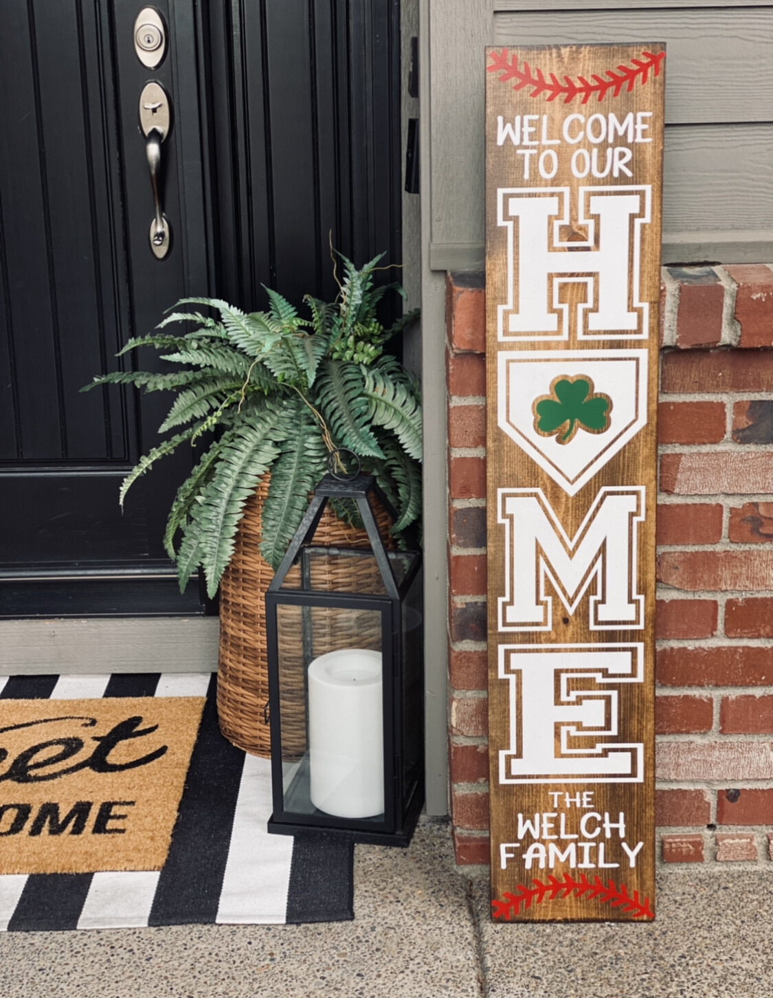 &quot;Welcome to our Home&quot; Baseball Porch Sign