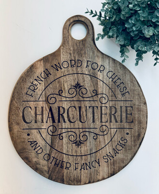 Large Round Charcuterie Engraved Cutting Board