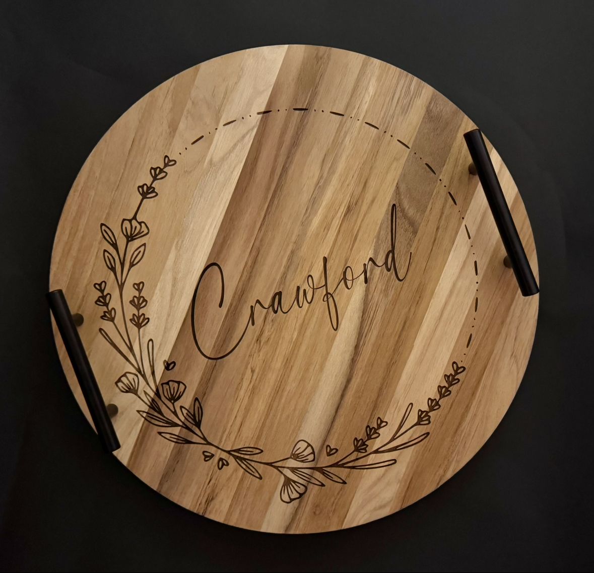 Engraved Last Name Teakwood Tray (Food Safe)