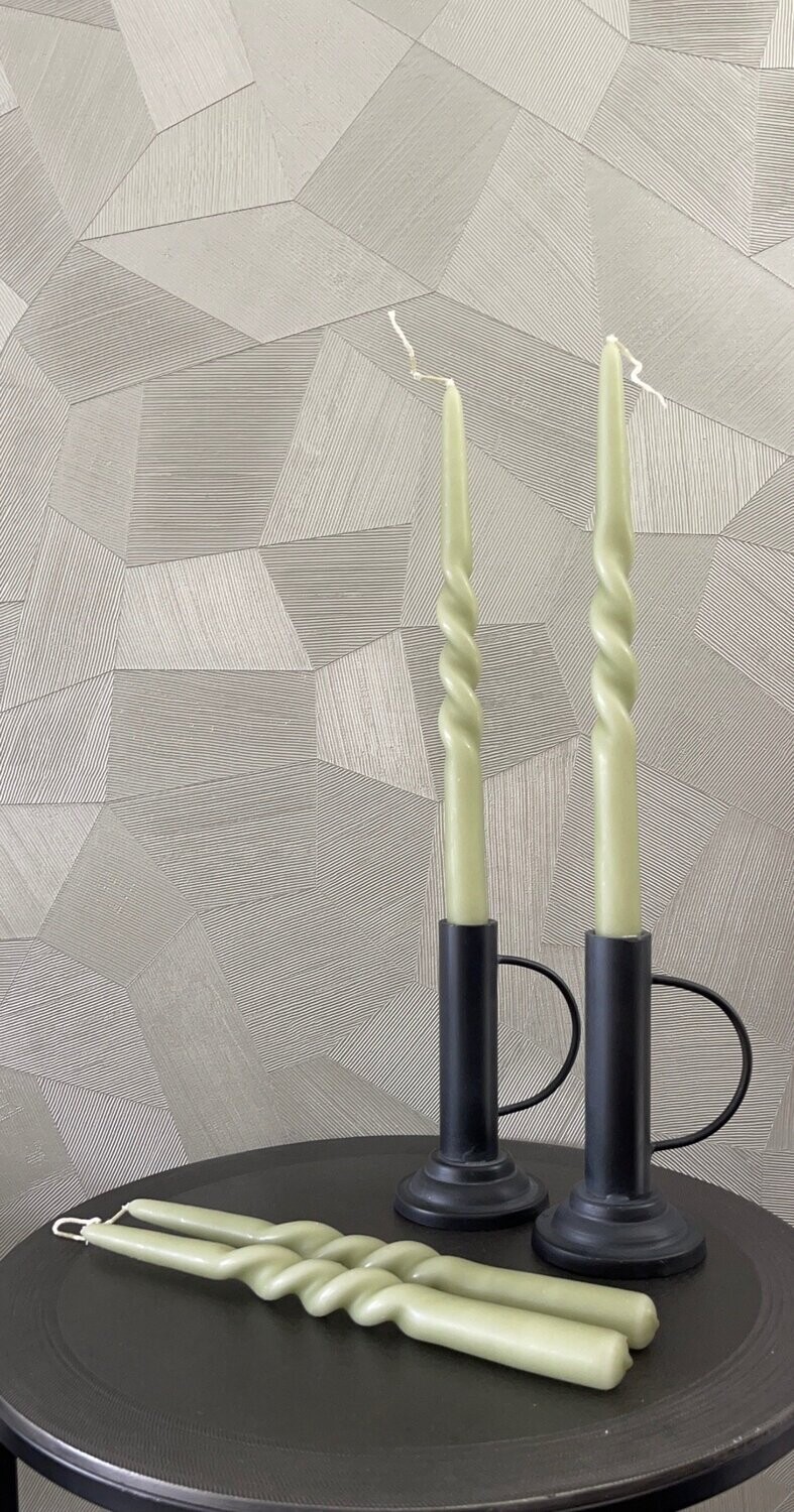 Swirl kaarsen olive green
