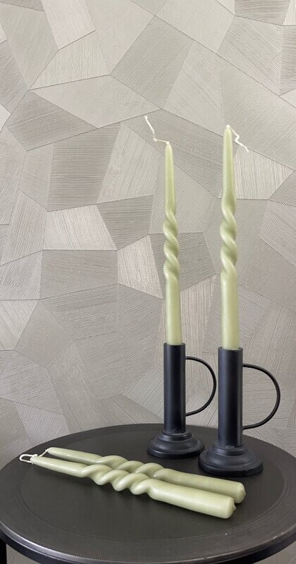 Swirl kaarsen olive green