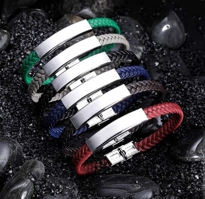 Custom Plate Leather Adjustable Bracelet