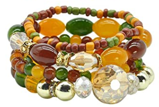 Orange Beaded Bracelet Set