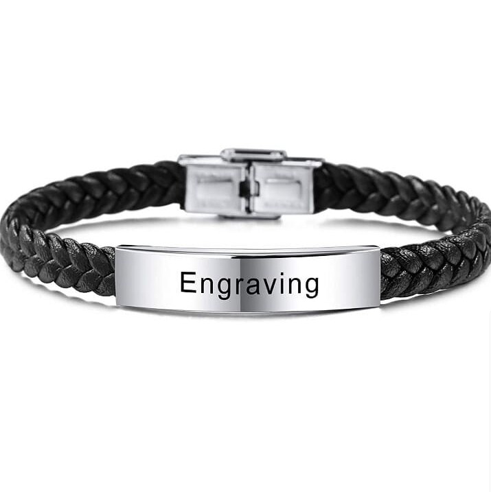 Custom Plate Leather Adjustable Bracelet