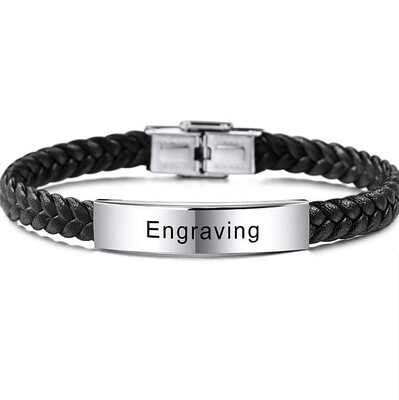 Custom Plate Leather Adjustable Bracelet