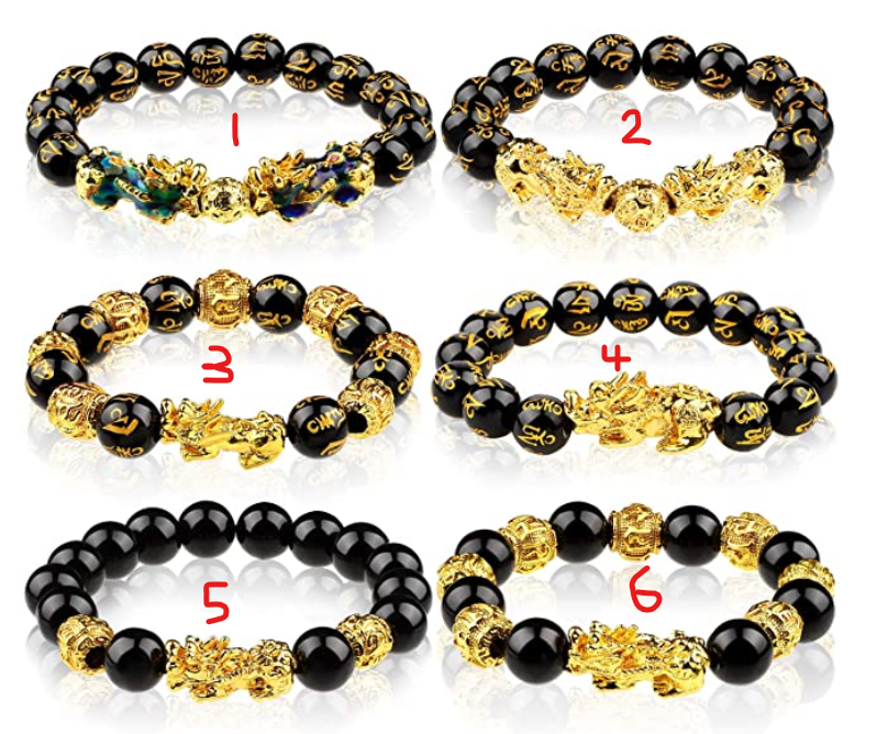 Chinese Feng Shui Black Obsidian Natural Stone 12MM Bracelet