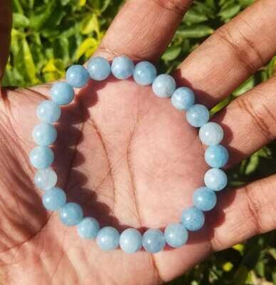 Blue Chalcedony Jade Natural Stone Bracelet