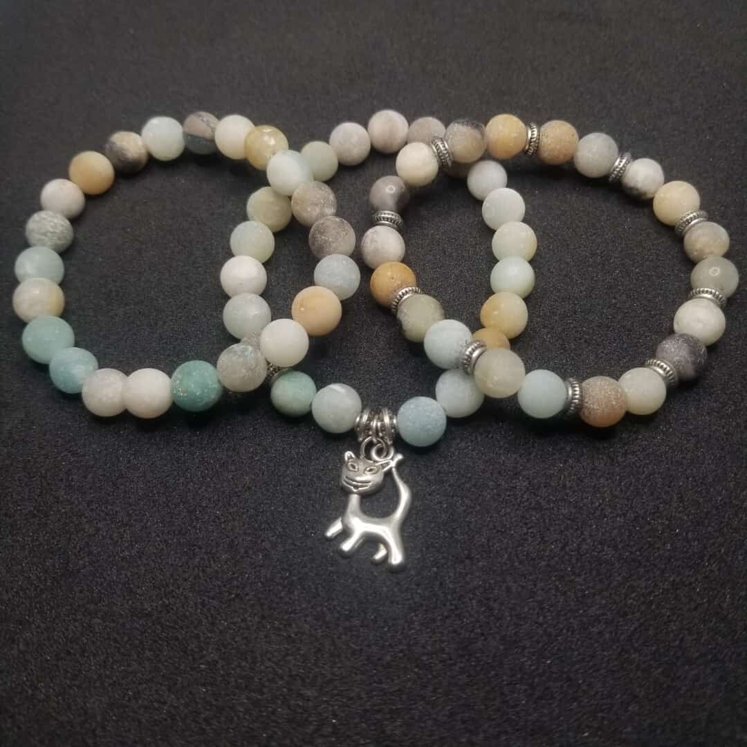Frosted Amazonite Natural Stone Bracelet Set