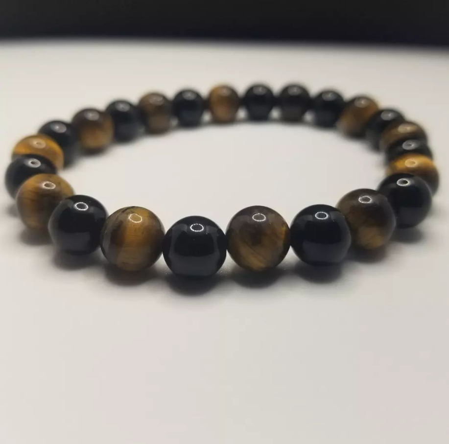 Tiger Eye and Black Onyx Natural Stone Bracelet #2