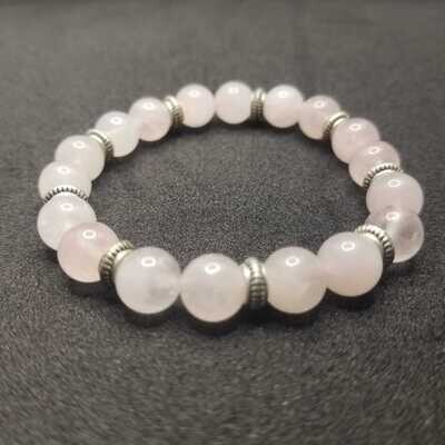 Rose Quarts Natural Stone Bracelet with Spacers