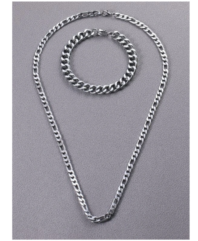 Stainless Steel Chain and Bracelet Set